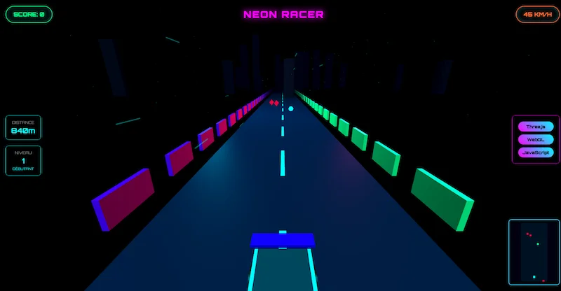 Jeu web 3D Neon Racer - Développement Three.js par Maxime Martin